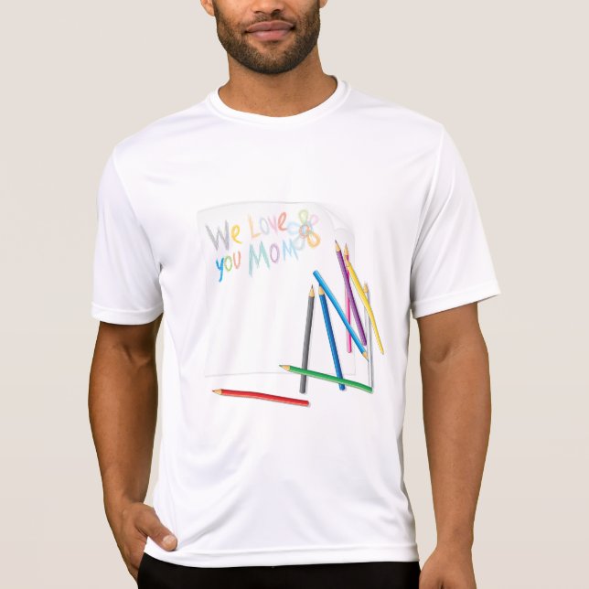 Camiseta We Love You Mom Hand-Drawn Crayon Art (Frente)