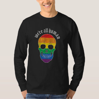 Camiseta We re All Human Gay Pride Rainbow Skull Grunge