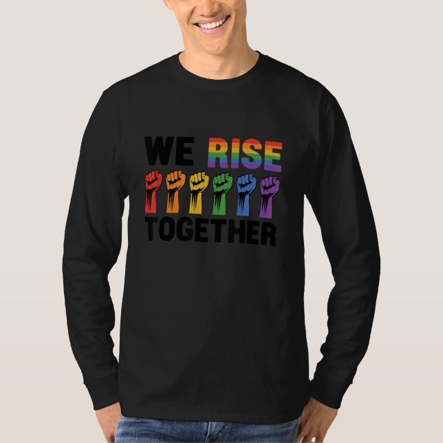 Camiseta We Rise Together Bisexual Gay Trans Queer Lgbtq Ra (Frente)