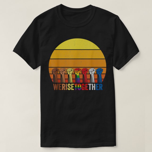 Camiseta We Rise Together Black Lives Matter Equality Socia (Frente do Design)