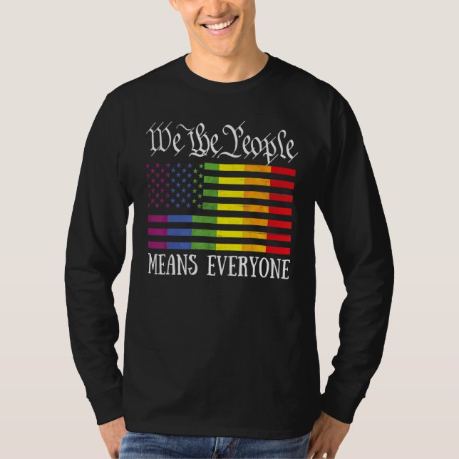 Camiseta We The People Means Everyone LGBT Flag Gay Pride M (Frente)