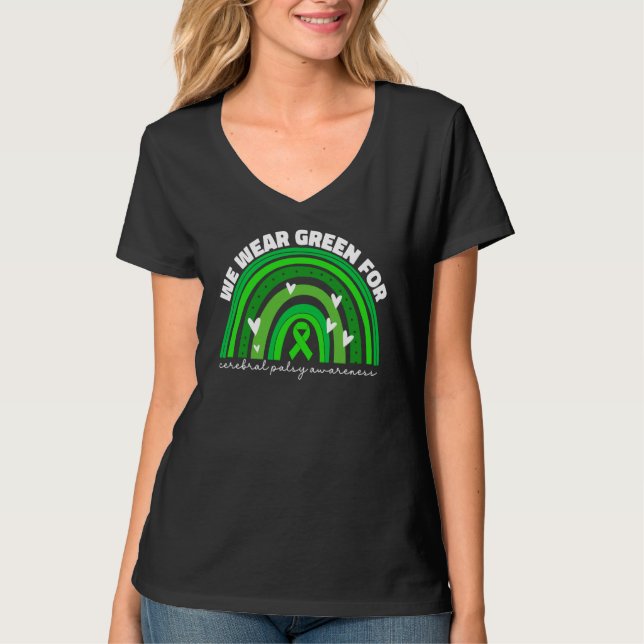 Camiseta We Wear Green For Cerebral Palsy Awareness Women C (Frente)
