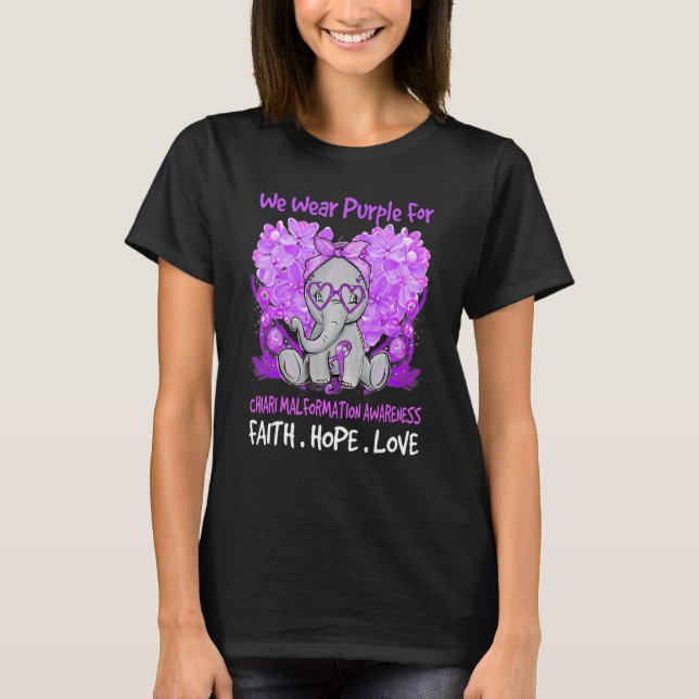 Camiseta We Wear Purple Chiari Malformation Awareness Messy (Frente)