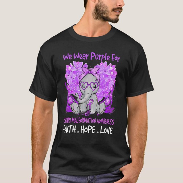 Camiseta We Wear Purple Chiari Malformation Awareness Messy (Frente)