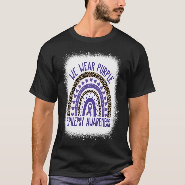 Camiseta We Wear Purple Leopard Rainbow For Epilepsy Awaren (Frente)