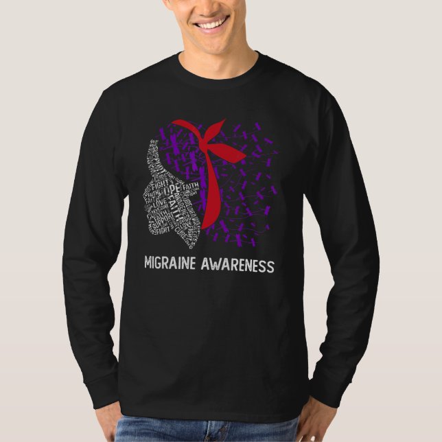 Camiseta We Wear Purple & Red For Migraine Awareness (Frente)