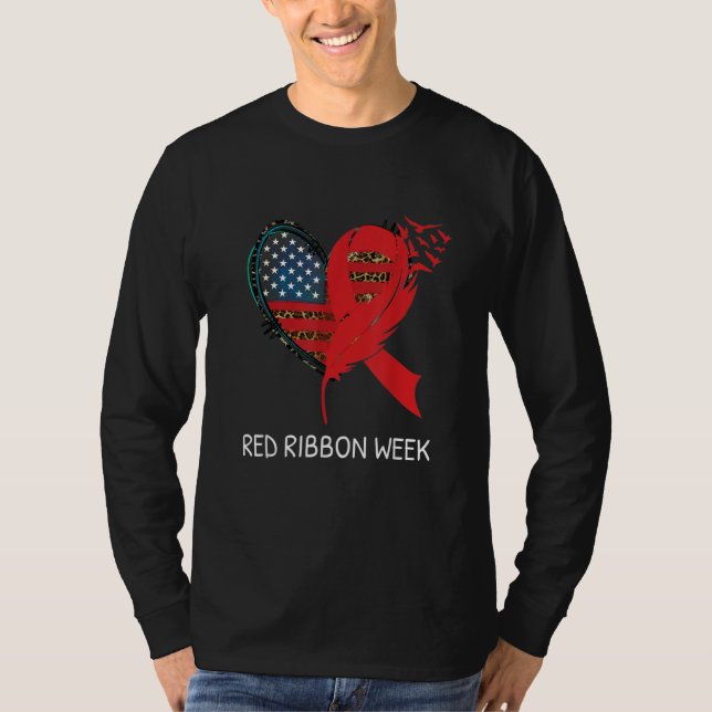 Camiseta We Wear Red For Red Ribbon Week Awareness American (Frente)