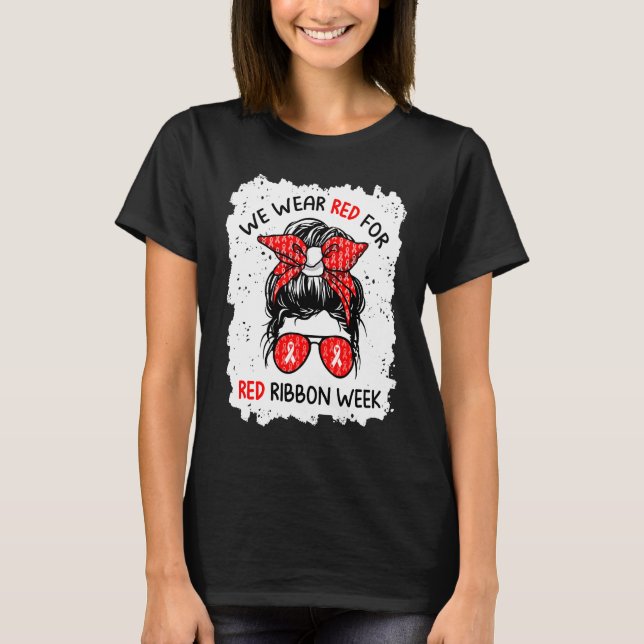 Camiseta We Wear Red For Red Ribbon Week Awareness Cute Red (Frente)
