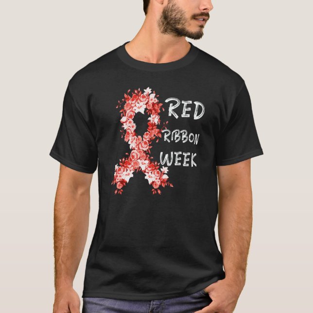 Camiseta We Wear Red For Red Ribbon Week Awareness Ribbon F (Frente)