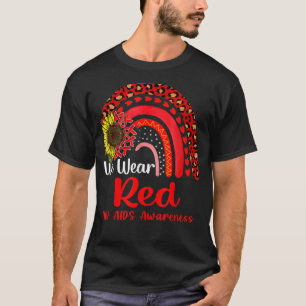 Camiseta We Wear Red HIV AIDS Awareness Rainbow