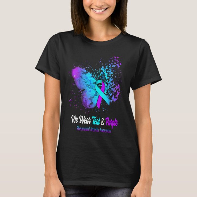 Camiseta We Wear Teal And Purple Rheumatoid Arthritis Aware (Frente)