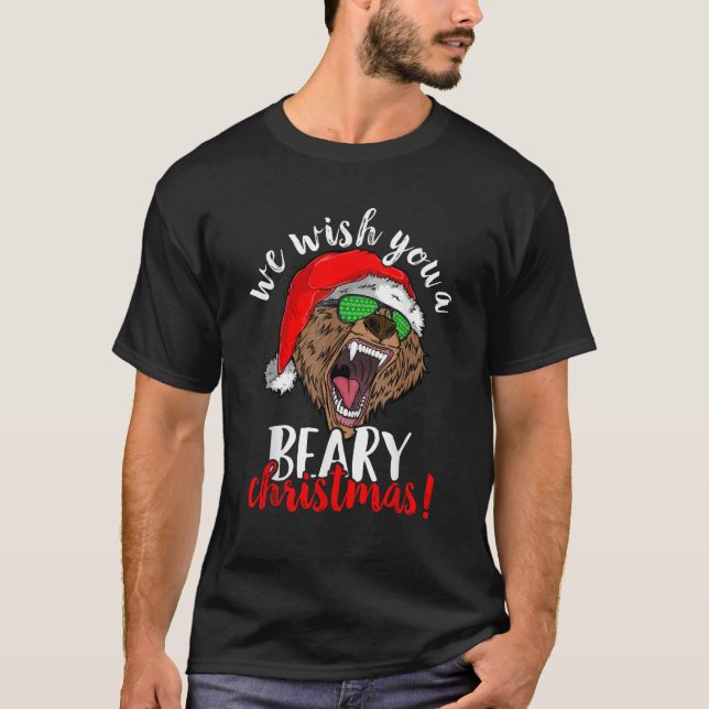 Camiseta We Wish You A Beary Christmas Santa Bear Xmas Sung (Frente)