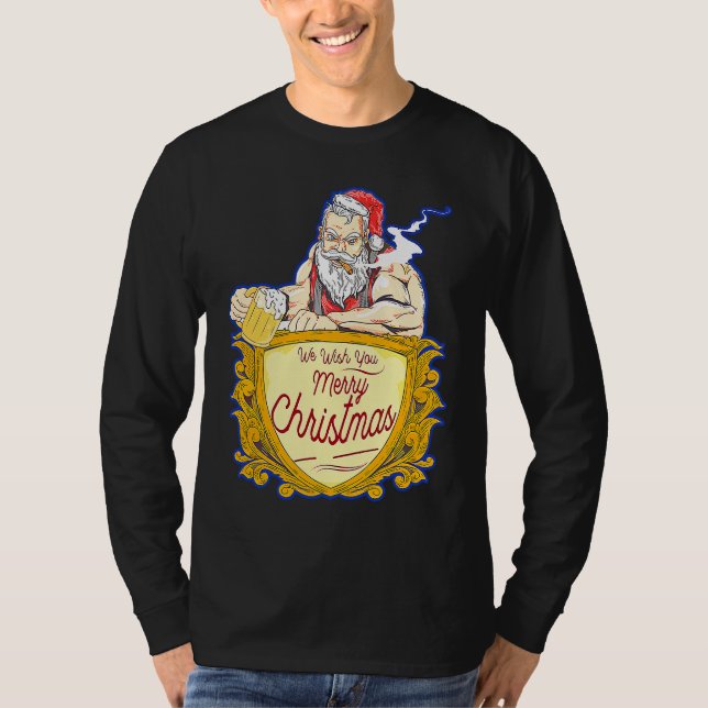 Camiseta We Wish you Merry Christmas costumes Santa Claus (Frente)