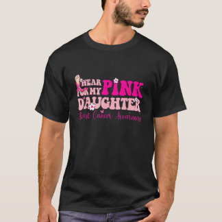 Camiseta Wear For My Daughter Groovy Style Hand Pink Ribbon