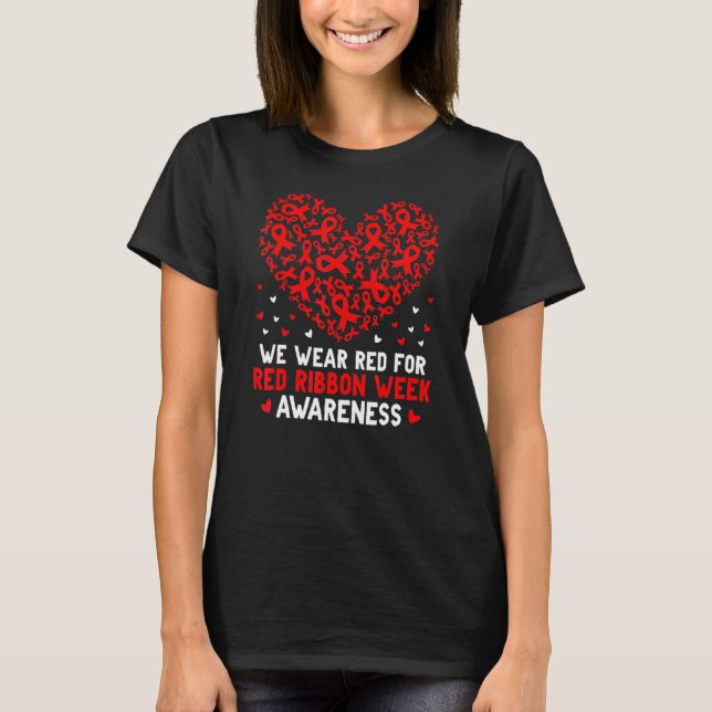 Camiseta Wear Red For Red Ribbon Week Awareness Drug Free C (Frente)