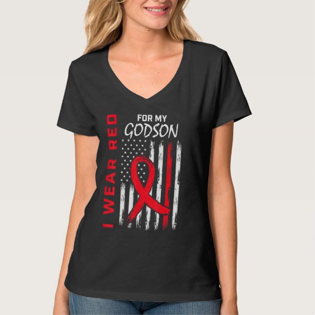Camiseta Wear Red Godson Heart Disease Awareness Flag Match (Frente)