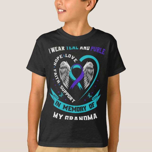 Camiseta Wear Teal And Purple For My Grandma Suicide Awaren (Frente)