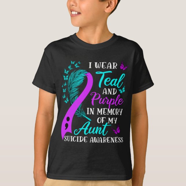 Camiseta Wear Teal And Purple In Memory Of My Aunt Suicide  (Frente)