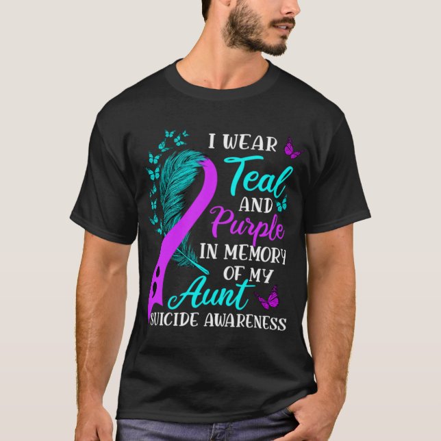 Camiseta Wear Teal And Purple In Memory Of My Aunt Suicide  (Frente)
