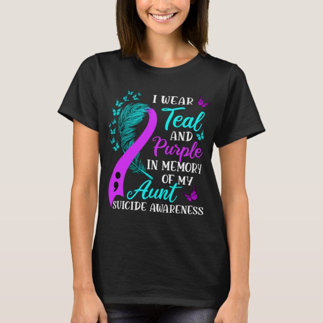 Camiseta Wear Teal And Purple In Memory Of My Aunt Suicide  (Frente)