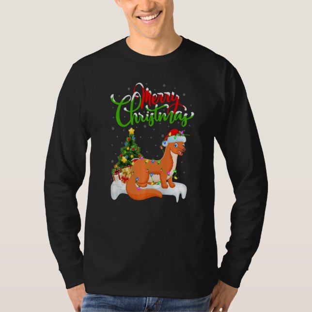 Camiseta Weasel  Xmas Decorations Santa Weasel Christmas (Frente)