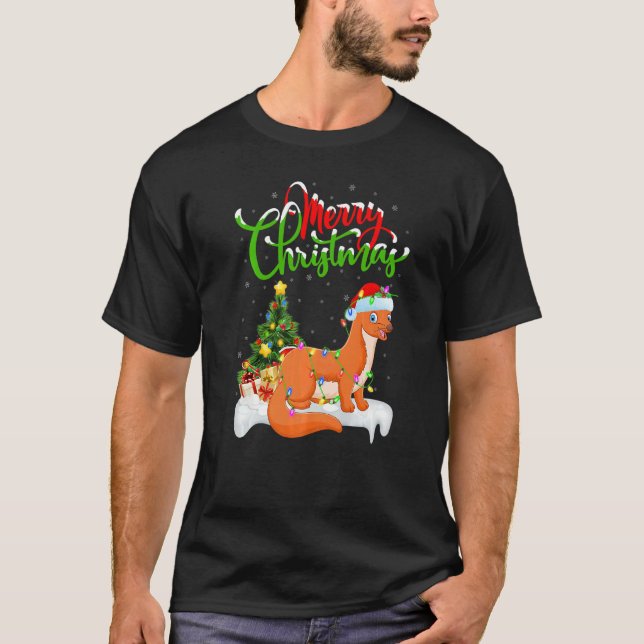 Camiseta Weasel  Xmas Decorations Santa Weasel Christmas (Frente)
