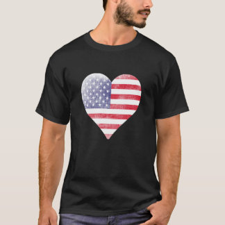 Camiseta Weathered Look American Flag Heart