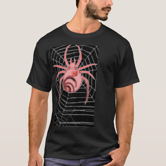 Camiseta Web cor-de-rosa da viúva (Frente)