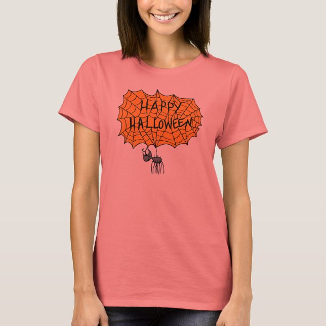 Camiseta Web de aranha Feliz Halloween (Frente)