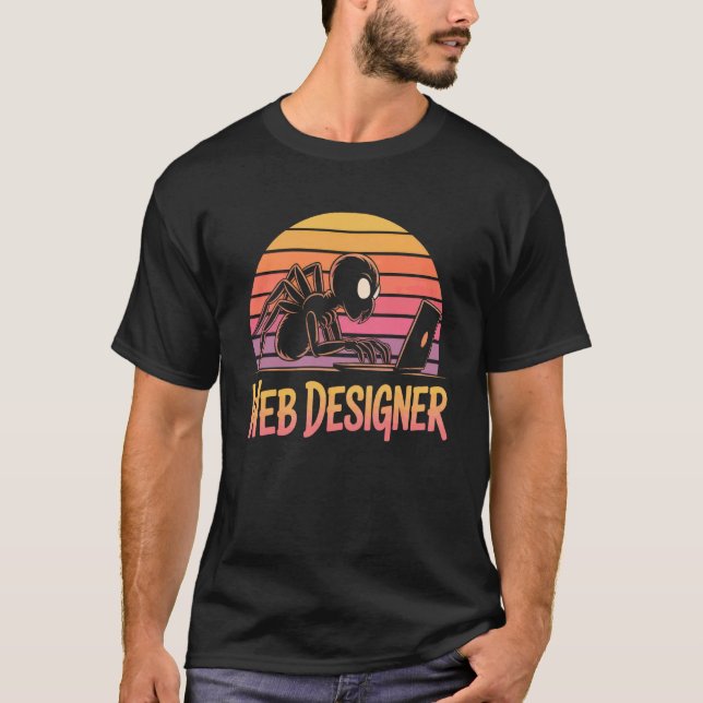 Camiseta Web Designer - Aranha com Laptop (Frente)