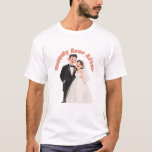 Camiseta Wedding Couple Illustration Happily Ever After<br><div class="desc">A romantic wedding illustration featuring a cute couple with the phrase "Happily Ever After" 💍✨
This soft and charming artwork brings a warm,  rustic and elegant vibe to your special day.</div>