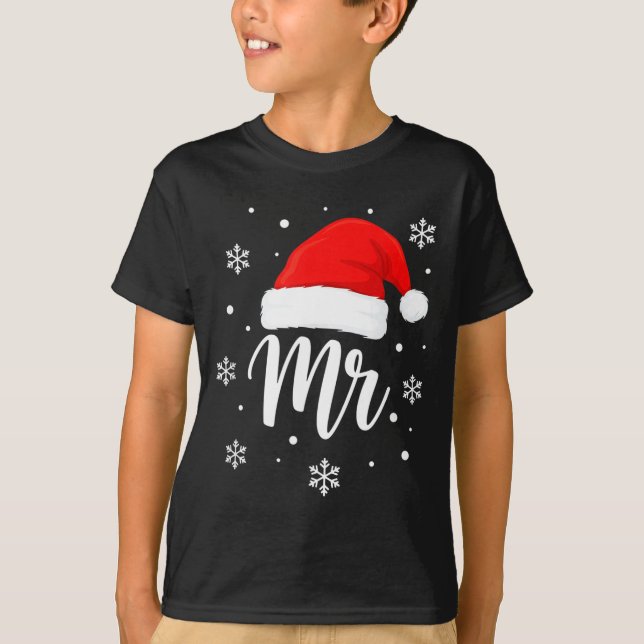Camiseta Wedding Mr. Santa Hat, Mr. Christmas Snowflakes Fo (Frente)