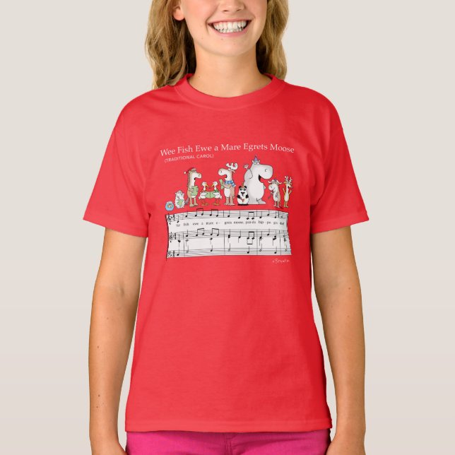 Camiseta WEE FISH EWE A MARE EGRETS MOOSE Sandra Boynton T- (Frente)