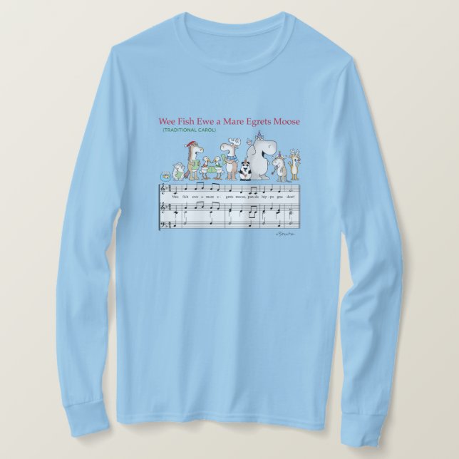 Camiseta WEE FISH EWE A MARE EGRETS MOOSE Sandra Boynton T- (Frente do Design)