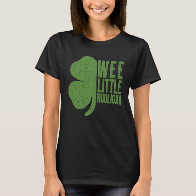 Camiseta Wee Little Hooligan  Shamrock Kids Teen Patrick s  (Frente)