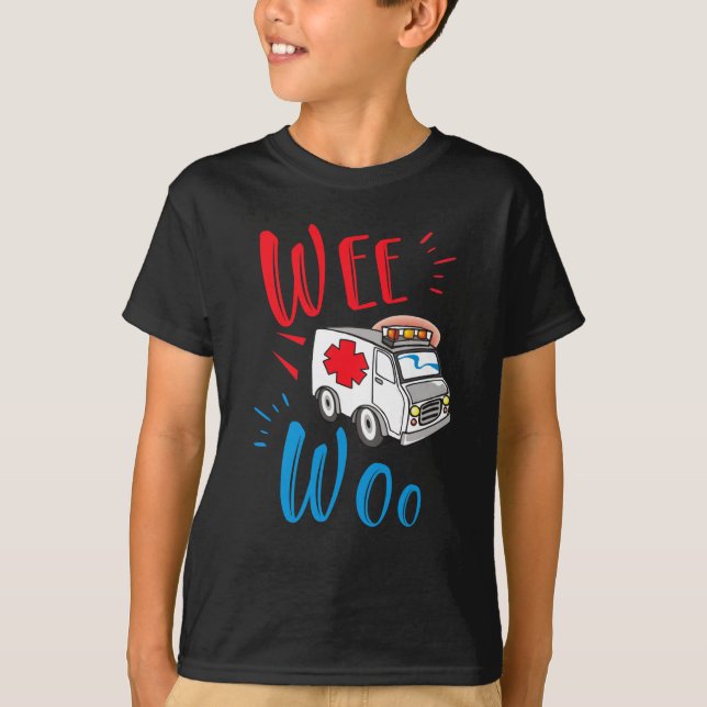 Camiseta WEE WOO AMR. EMT AMR, Ambulância paramédica (Frente)