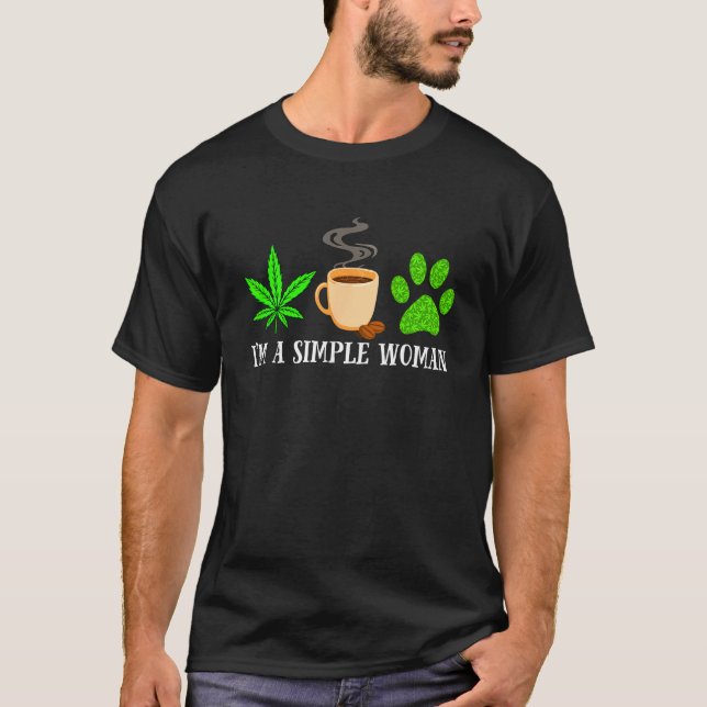 Camiseta Weed Coffee Dog  Animals Fur Paw Dog Dad Mom (Frente)