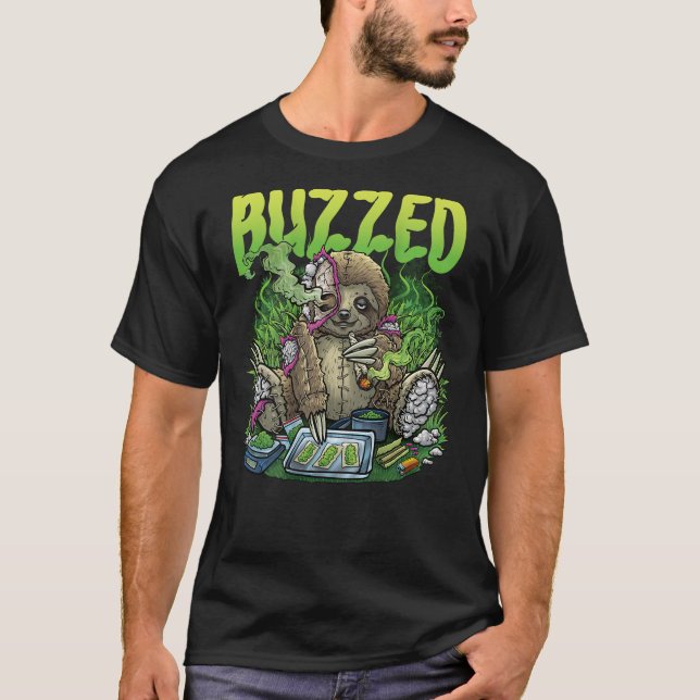 Camiseta Weed Sloth Smoking Stoner Rave House Techno Outfit (Frente)