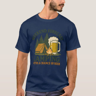 Camiseta Weekend Forecast Camping with a Chance of Beer ret