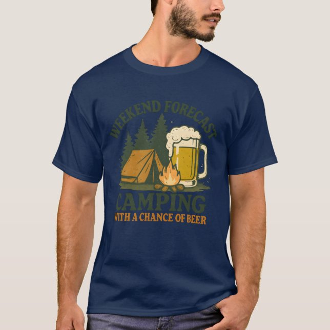 Camiseta Weekend Forecast Camping with a Chance of Beer ret (Frente)