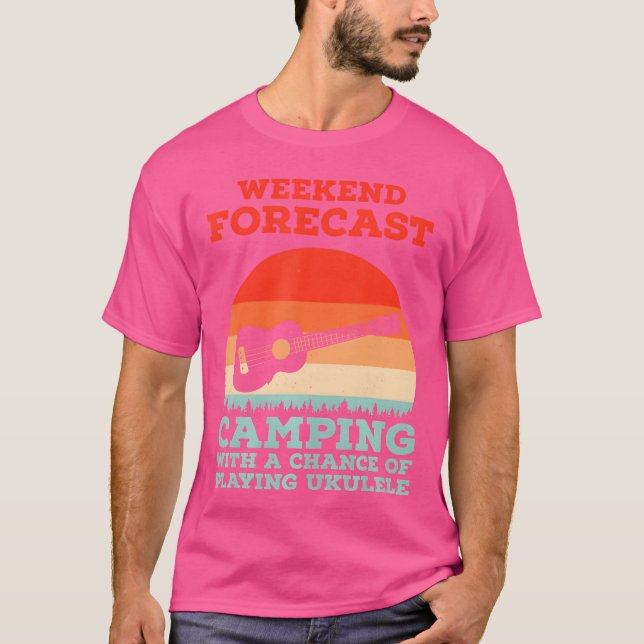 Camiseta Weekend Forecast Camping With Playing Ukulele vint (Frente)