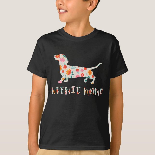 Camiseta Weenie Mama Dachshund floral (Frente)