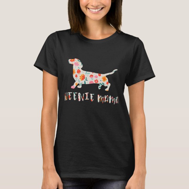 Camiseta Weenie Mama Dachshund floral (Frente)