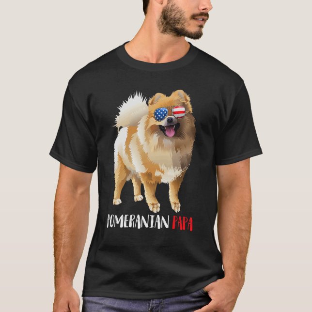 Camiseta Weenie Papa Pomeranian Dad Dog Pomeranian (Frente)