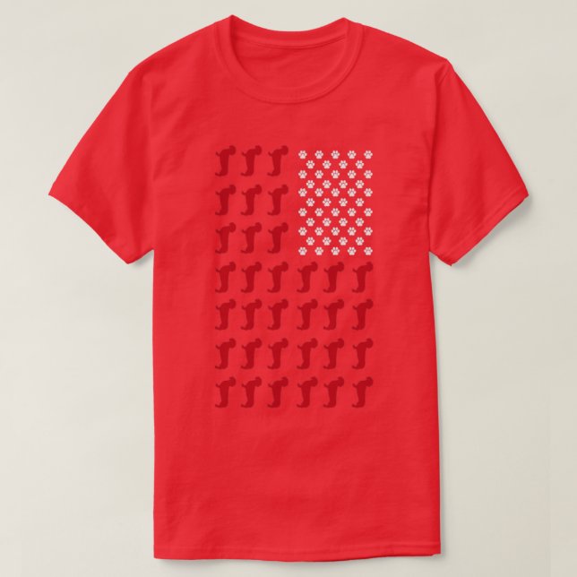 Camiseta Weenie US Flag Dachshund (Frente do Design)