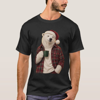 Camiseta Weihnachtseisbär mit Kaffeebecher
