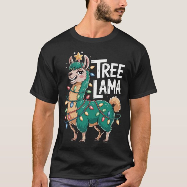 Camiseta Weihnachtslama T-Shirt – Witziges Tree Lama (Frente)