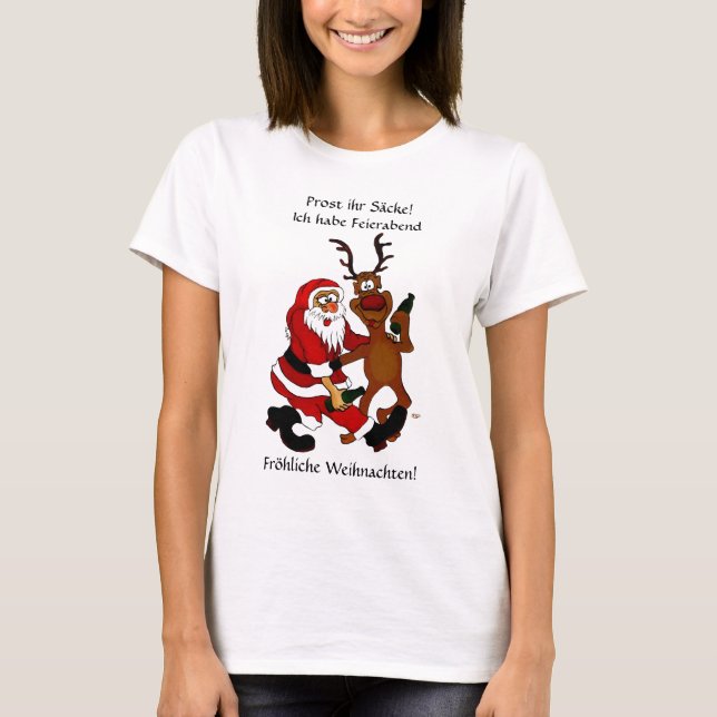 Camiseta Weihnachtsmann mit Elch (Frente)