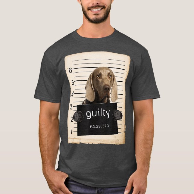 Camiseta Weimaraner Caneca de cão baleada com cão mau (Frente)