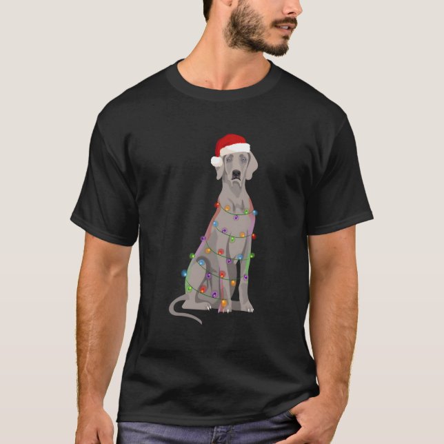 Camiseta Weimaraner Christmas Lights Xmas Dog Lover (Frente)